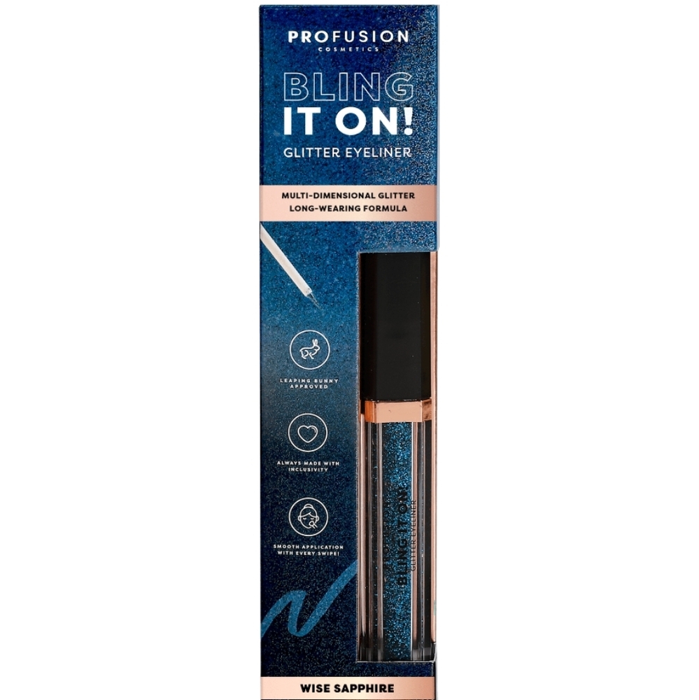 4 x Profusion Cosmetics Bling It On Liquid Glitter Eyeliner, Wise Sapphire